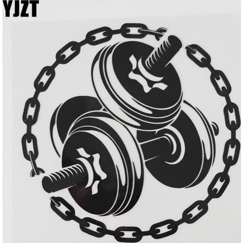 YJZT 13.9CMX13.8CM Cartoon Dumbbells Gym Fitness Decor Decal Vinyl Car Sticker Black/Silver 8A-0986
