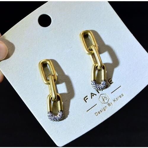 CINKILE Geometric Link Chain Style Drop Earrings for Women Fashion Copper Vintage Design Korea Earrings Jewelry High Quality