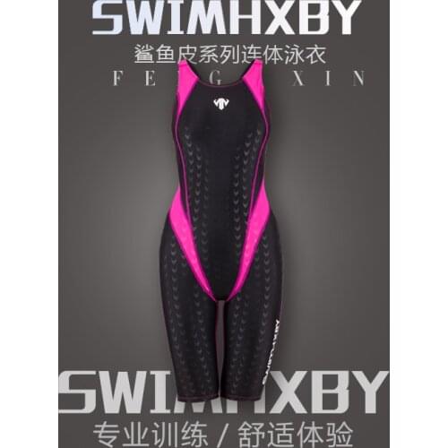 2020NEW!!!HXBY swimwear kids girls racing chlorine resistant training professional sharkskin knee women training swimsuits