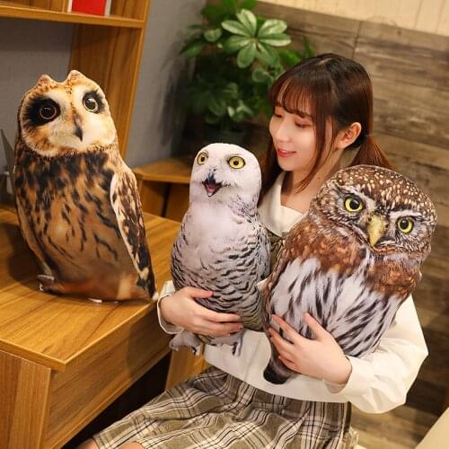 50cm 1pc Simulation Plush Owl Sleeping Pillows Cartoon Soft Stuffed Animals Eagle Cushion Sofa Decor Bird Toys For Kids Gift
