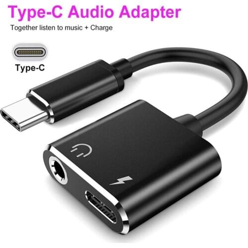 2 in 1 Type-C to 3.5MM Charging Port Earphone Type-C Audio Cable Headset Calling AUX Adapter Cable Audio Adapter Cable Android