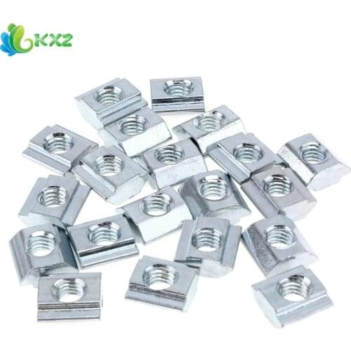 20pcs/lot Carbon Steel Quadrilateral Slider Nut Connector Fastener High Galvanized Surface for 2020 Aluminum Profile Accessories