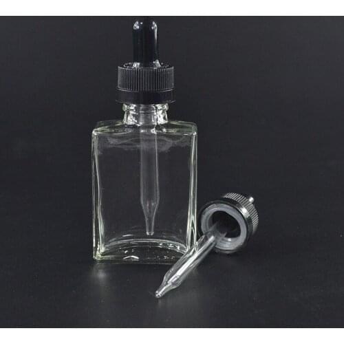 288pcs*Wholesale empty 30ml frosted rectangular glass bottle with bamboo tamper childproof dropper cap for essential oil