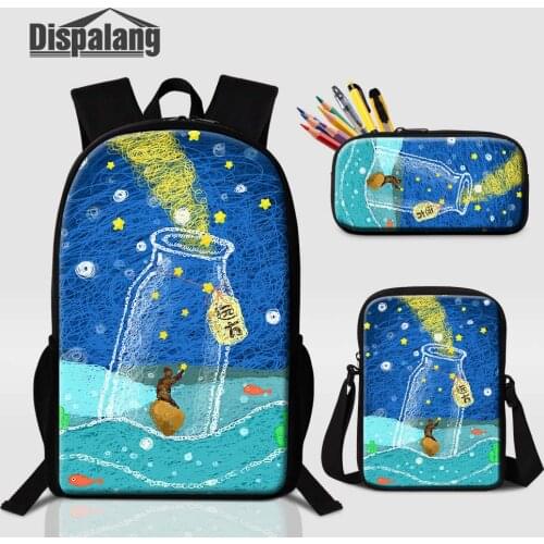 3pcs/set Painting Printing School Bags Custom Logo Sublimation Backpack With Pencil Case Portable Food Lunchbox Drop Shipping