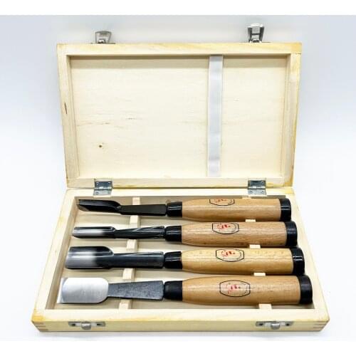 4Pcs Woodpecker Dry Hand Wood Carving Tools Chip Detail Chisel set Knives tool