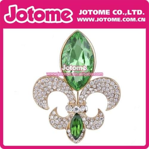 50pcs/lot Green Crystal Gold Tone Rhinestone Brooch Pin Jewelry accessories