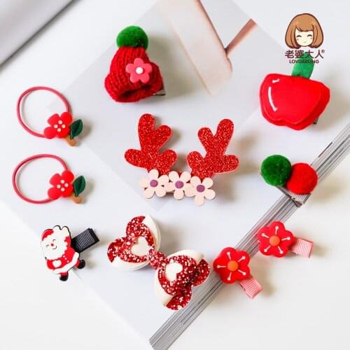 Christmas New Year Childrens Hair Accessories Gift Box Suit New Years Day Headdress Childrens Gift Antler Hairpin Combination