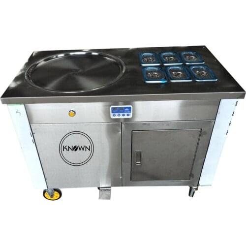 Fried Ice Cream single Pan commercial Ice Cream Roll Machine with 1 pan with 6 buckets ice cream machine