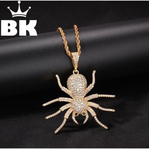 THE BLING KING Custom Spider Necklace Hip Hop Bling Bling Cubic Zirconia Men Women Gift Fashion Jewelry Drop Shipping