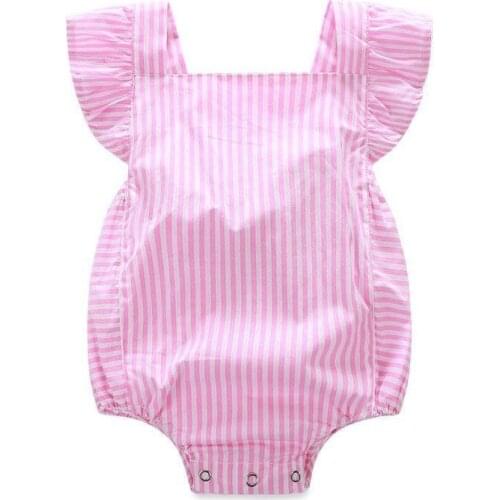 0-24M Newborn Infant Baby Girl Summer Clothing Striped Button Rompers Jumpsuit Clothes Sunsuit Baby Clothing