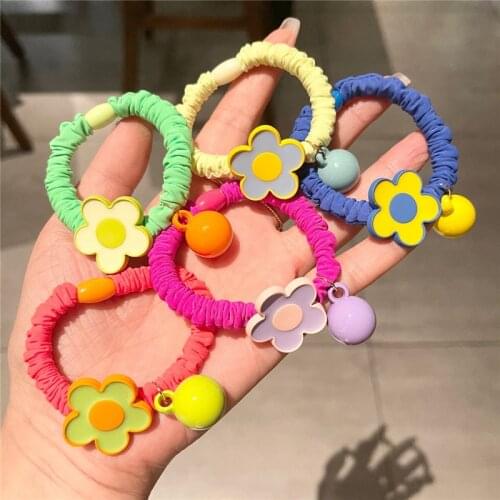 Women Girl Scrunchies Elastic Hair Ties Bands Flower Colorful Summer Fashion Korean Mujer Head Accessories Hyuna Wholesale