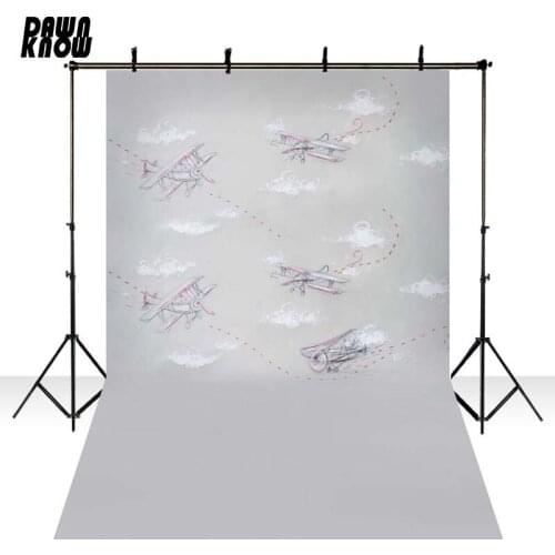 DAWNKNOW Cartoon Plane Photography Background Baby Newborn Photocall Backdrop For Children Photo Studio Customize S1206