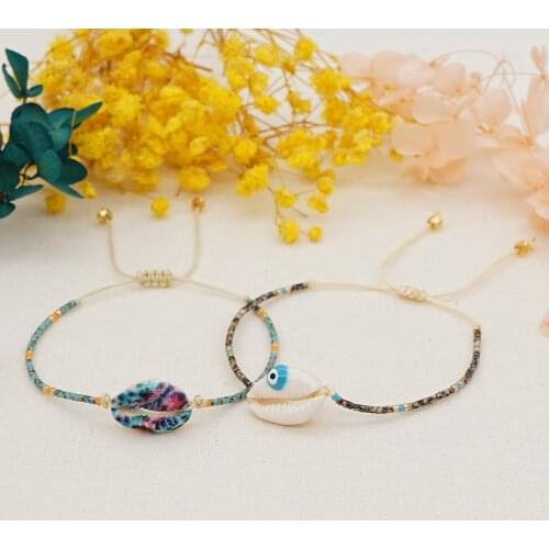 Go2boho Turkish Evil Eye Bracelets Miyuki Bracelet For Women Shell Eye Pulsera Bohemian Jewelry Friendship Gift Beach Jewellery