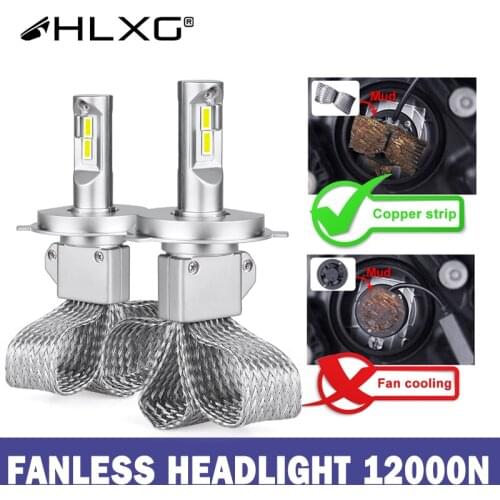 HLXG copper H4 LED Light Mini H7 Car Headlight CSP Auto Bulb 12V 6000K 9005 HB4 H11 H8 HB3 9006 LED Lamps fanless Car Lights