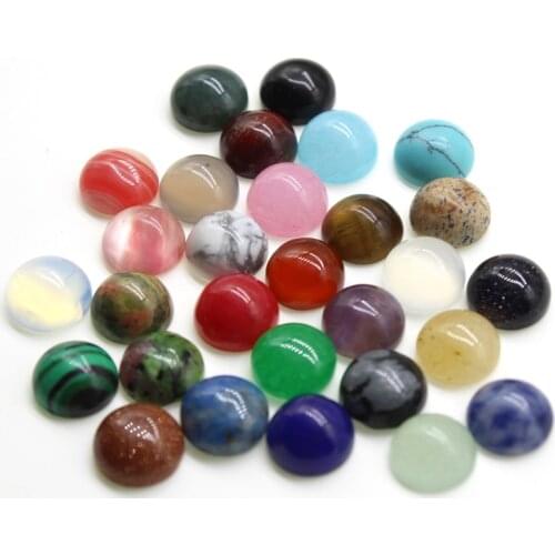10pcs/lot 4 6 8 10 12 14 mm Round Flatback Cabochons Beads Natural Stone Agate Cabochon Base Beads for DIY Jewelry Making