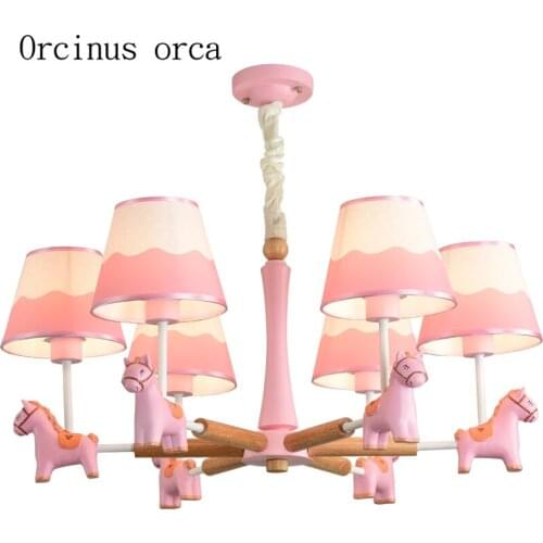Cartoon creation horse chandelier boys and girls bedroom Princess Room childrens room modern simple animal pendant lamp