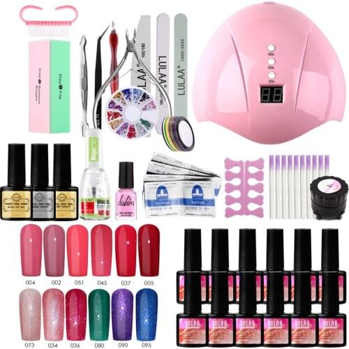Nail Set UV LED Lamp Dryer With 2/12 pcs Nail Gel Polish Kit Soak Off Manicure Tools Set electric Nail drill For Nail Tools
