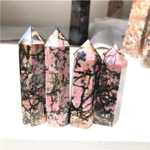 Natural Polished Rhodonite Wand Point Stones For Home Decoration