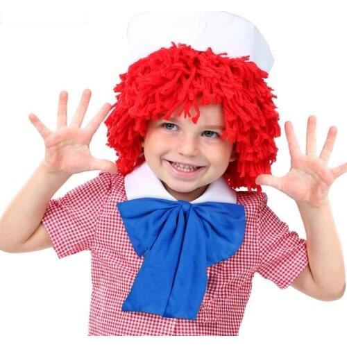 New Adult Children Boy Party Cosplay Wig Red Wavy Short Hair Luxury Beautiful Doll Girl Lolita Wig Headwear Halloween Wig