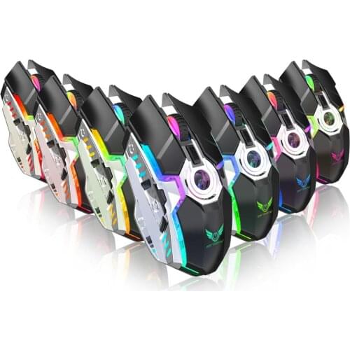 New 2.4G Wireless Mouse 2400DPI Rechargeable RGB Illuminated Mouse Ergonomic Design ABS Material for PC notebook
