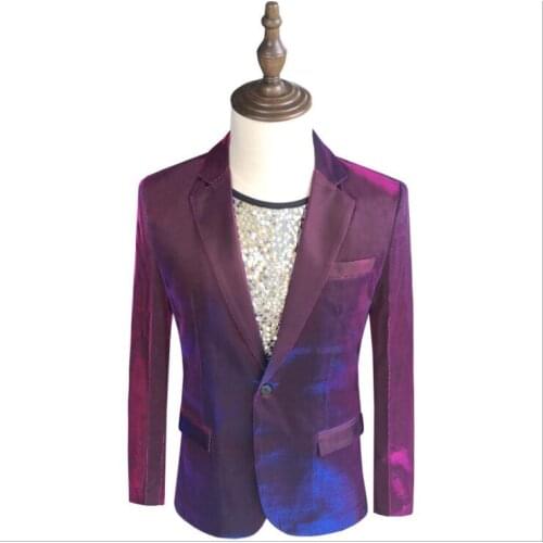 Discoloration clothes men suits designs masculino homme terno stage singers Shining jacket men slim blazer dance star style