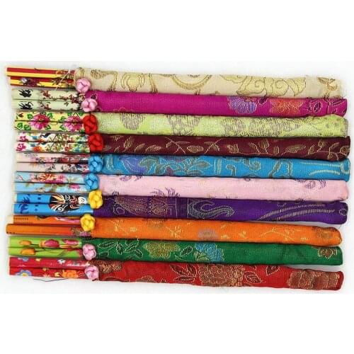 1 Pairs Natural Bamboo Chopsticks Hashi Individual Classic Wrapped Traditional Vintage colorful Handmade Chinese Dinner 24cm