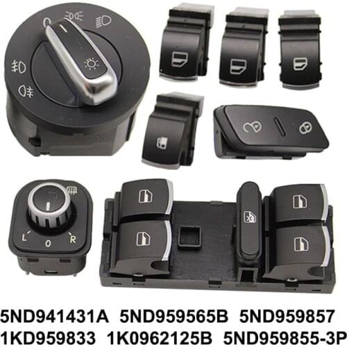 8pcs/lot Window Headlight Auto Mirror Tailgate Fuel Door Switch For VW Passat B6 Tiguan 3C0962125B 5ND959565A 5ND941431B