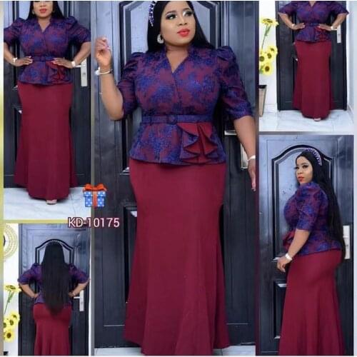 Waterarea Office Lady Plus Size Floor-Length Dress V-Neck Three Quarter Christmas Print Mermaid Sexy Dress