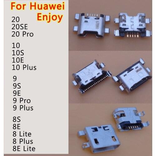 50pcs Micro Type C Usb Charging Port Connector Plug Socket For Huawei Enjoy 20 20SE SE 10 10S 10E 9 9S 9E 8S 8E Lite Pro Plus