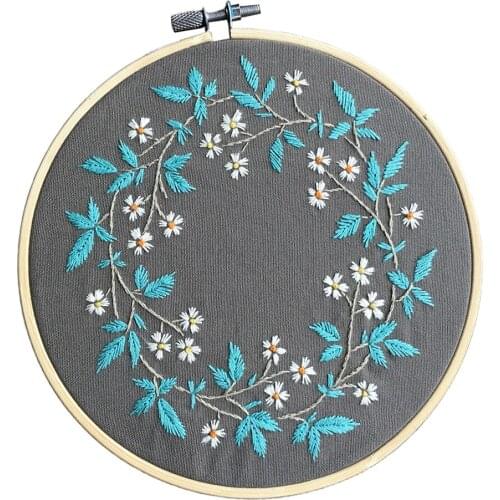 Handmade Cross Stitch Kit Crafting DIY Threads Needles Tools With Flower Pattern