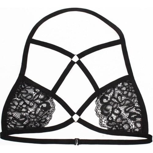 Sexy Lace Underwear Sexy Lingerie Erotic Women Harness Bra Elastic Cage Bra Strappy Hollow Out Transparent Bra Bustier