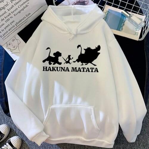 Hakuna Matata Funny Cartoon Simba Cute Anime Hoodies Women Harajuku The Lion King Kawaii Manga Sweatshirt Graphic Hoody Female
