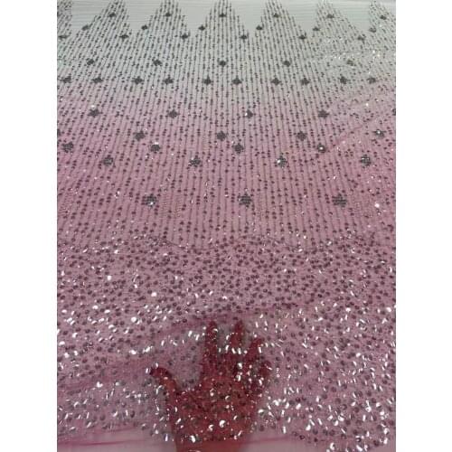 5yards/pc) High grade tulle lace fabric shining crystal white sequins tube beads embroidered African wedding French lace FXZ096