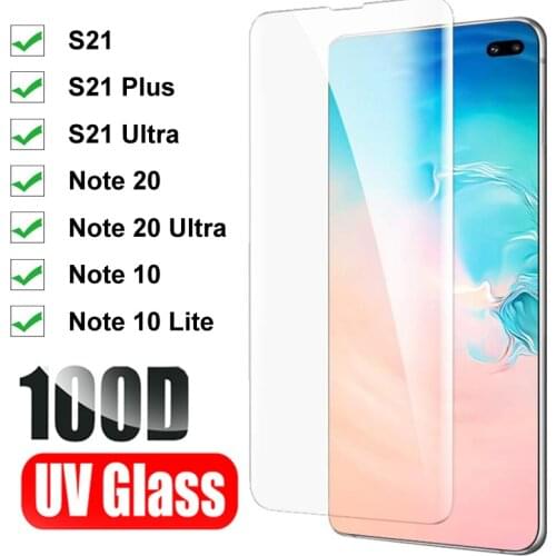 UV Screen Protector For Samsung Galaxy S21 S20 Plus Ultra S10 S9 S8 Plus S7 Edge Full Tempered Glass For Galaxy Note 8 9+ 10 20