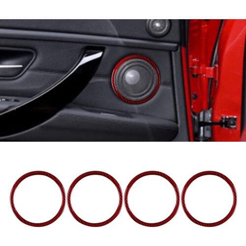 Interior Carbon Fiber Door Audio Speaker Sound Horn Decoration Trim Ring Sticker for BMW 3 Series GT F30 F32 F34 2013-2017