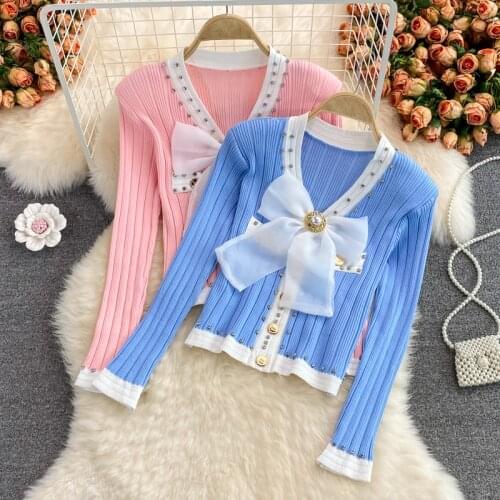 Knitted cardigan woman sweaters long sleeve sweater women sequins butterfly outwear knitting cardigans
