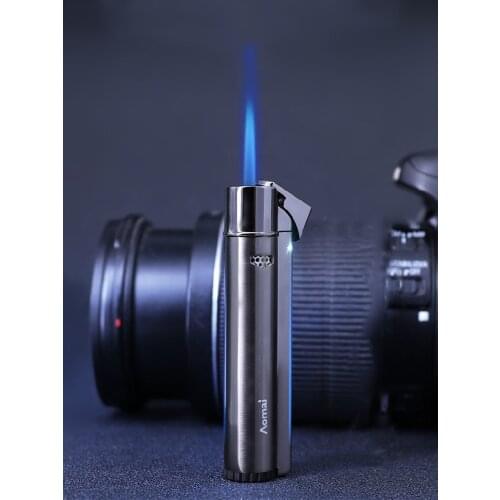 AOMAI Creative Cylindrical Strip Torch Lighter Windproof Metal Turbine Butane Gas Jet Lighter For Men And Women Smoking