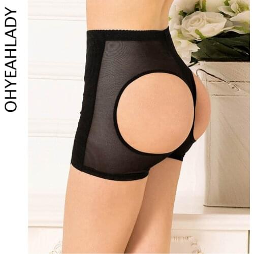 Ohyeahlady High Elastic Bottom Up Underwear Hip Shows Out Shaper Menstrual Panties Padded Panties Sexy Women Boxer PJ5076