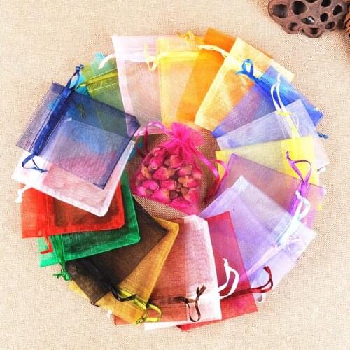 10pcs 7x9 9x12 10x15 13x18cm Transparent Organza Bags Christmas Halloween Gift Box Packaging Gift Bag Wedding Cand Chocolate Bag