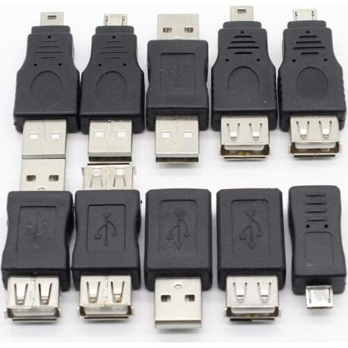 10Pcs OTG 5pin F/M Mini Changer Adapter Converter USB Male to Female Micro USB Adapter USB Gadgets