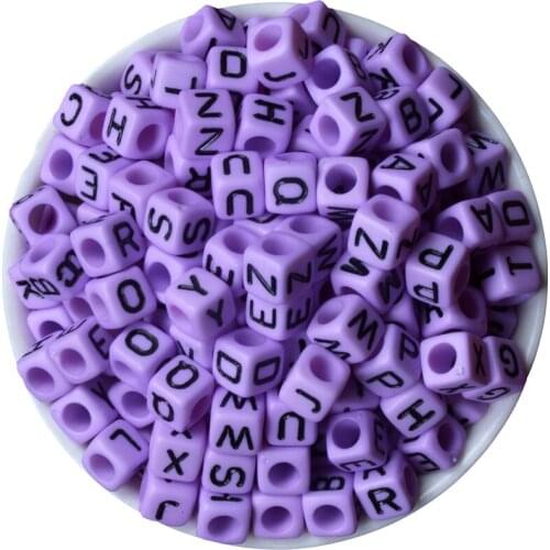 Mixed Purple Acrylic Russian Alphabet/Letter Cube Beads For Jewelry Making 6x6mm 200Pcs