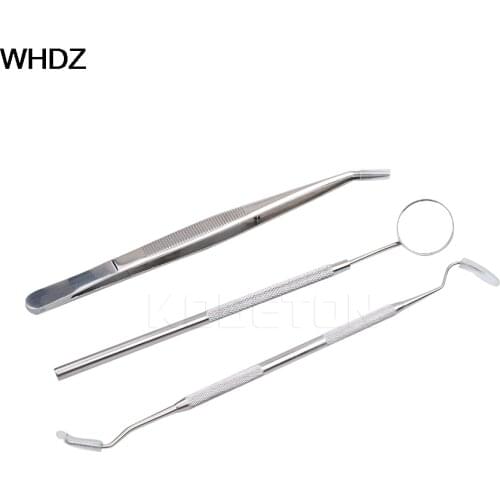 3pcs/set Stainless Steel Dental Tool Set Dental Mirror Mouth Mirror Dental Kit Instrument Dental Pick Dentist Prepare Tool