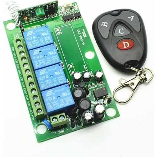 AC 85v~250V 4CH RF Wireless Remote Control Light Switch Security System Garage Doors, Electric Doors