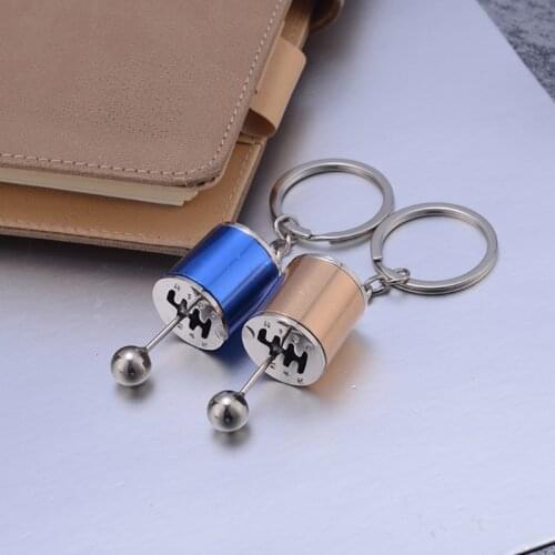Car 6 Speed Gearbox Gear head Keychain Manual Transmission Lever Metal Key Ring B36B
