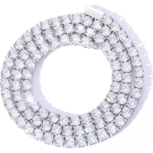 3-6MM Spring Buckle Tennis Chain Bling Iced Out Full Cubic Zircon Chains Necklace Hip Hop Jewelry