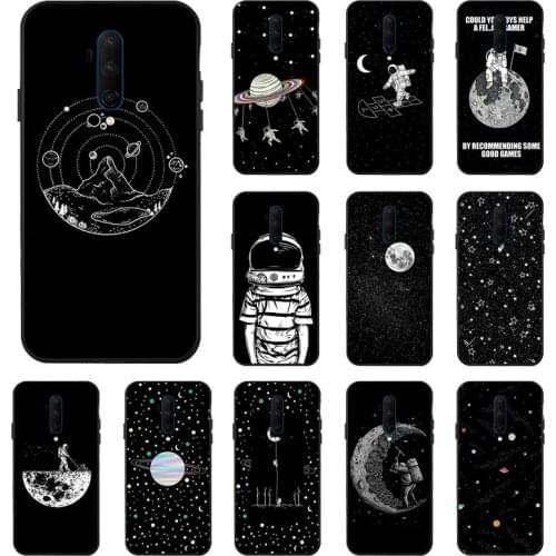 Case For Oneplus 8T Case 3D DIY Black Painted Case For Oneplus 8 7T 7 Pro 6T 6 Nord 1+8 t Cover Space Moon Silicone Bumper Funda