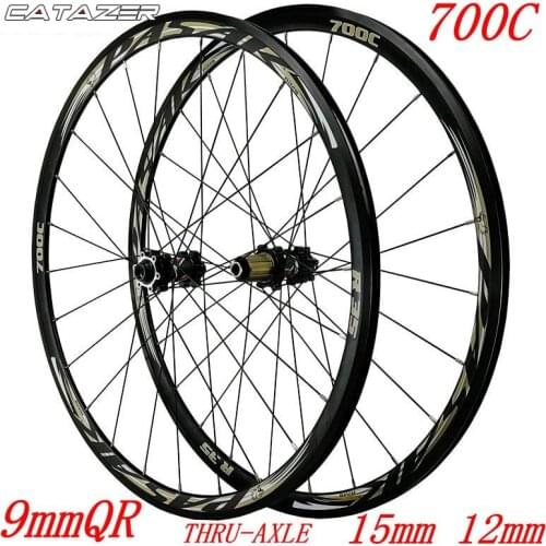 700C Road Wheels Disc Brakes Bicycle Road Wheelset 30mm Alloy RIM Direct-pull Spoke 9mm QR Thru-axle 15mm/12mm