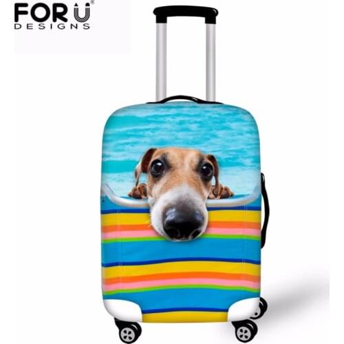 FORUDESIGNS Beach Dog Elastic Protective Luggage Cover 18-30 Inch Suitcases Girls Travel Accessories Portable Trolley Case Cover