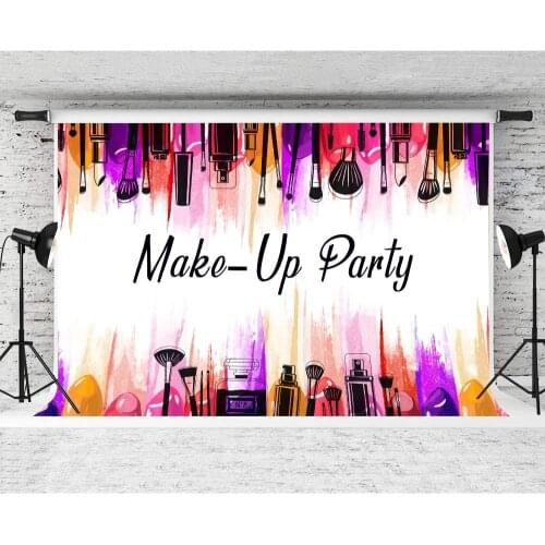 Make-up Party Photography Backdrop Colour Makeup Tools Background For Theme Party Wallpaper Photo Booth Props