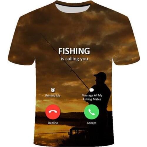 Fishing T-shirt 2021 Summer Mens and Womens Hip Hop Tops 3D Printing Fun Fishing Gear Harajuku Figure Short Sleeve Clothing